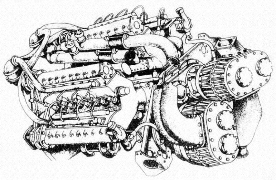 Нагнетатель типа Рутс на восьмицилиндровом двигателе